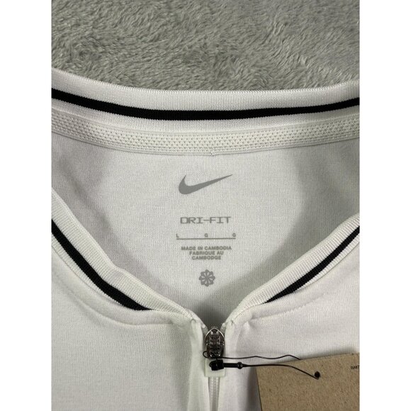New Nike Dri-FIT Pullover Mens Large White Black 1/4 Zip Long Sleeve FJ9549-100 - Picture 5 of 13